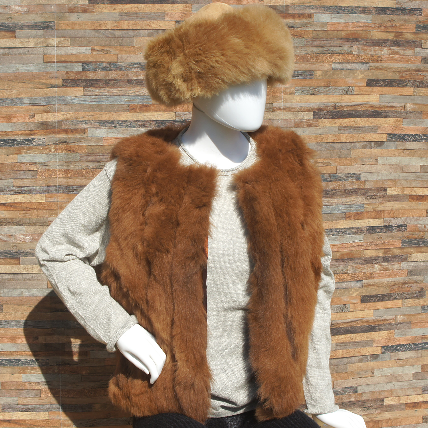 Alpaka-Fellweste/short fur jacket KARINA, Farbe/colour: weiß/white, Größe/size: S