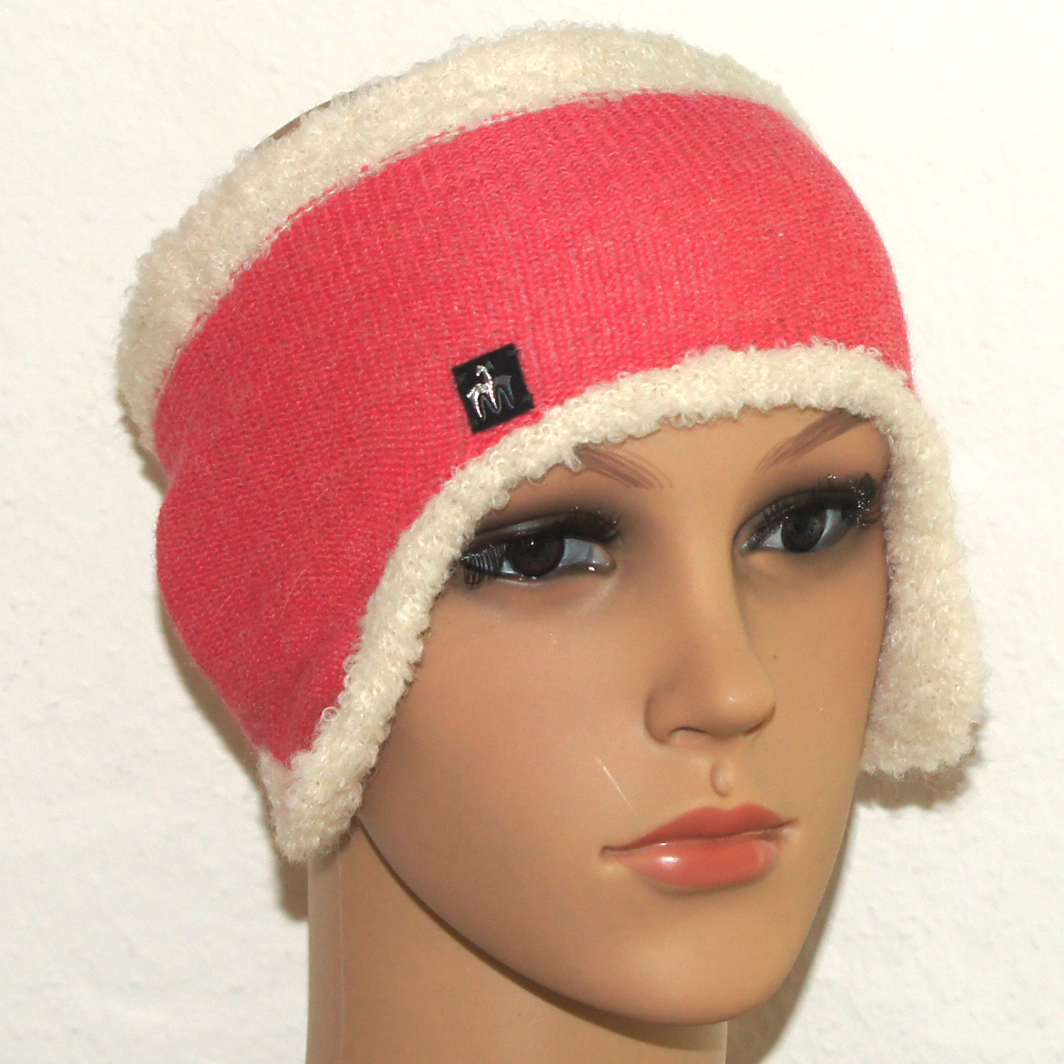 Ohrenstirnband/headband with ears AURORA, Farbe/colour: rosa-weiß/rose-white